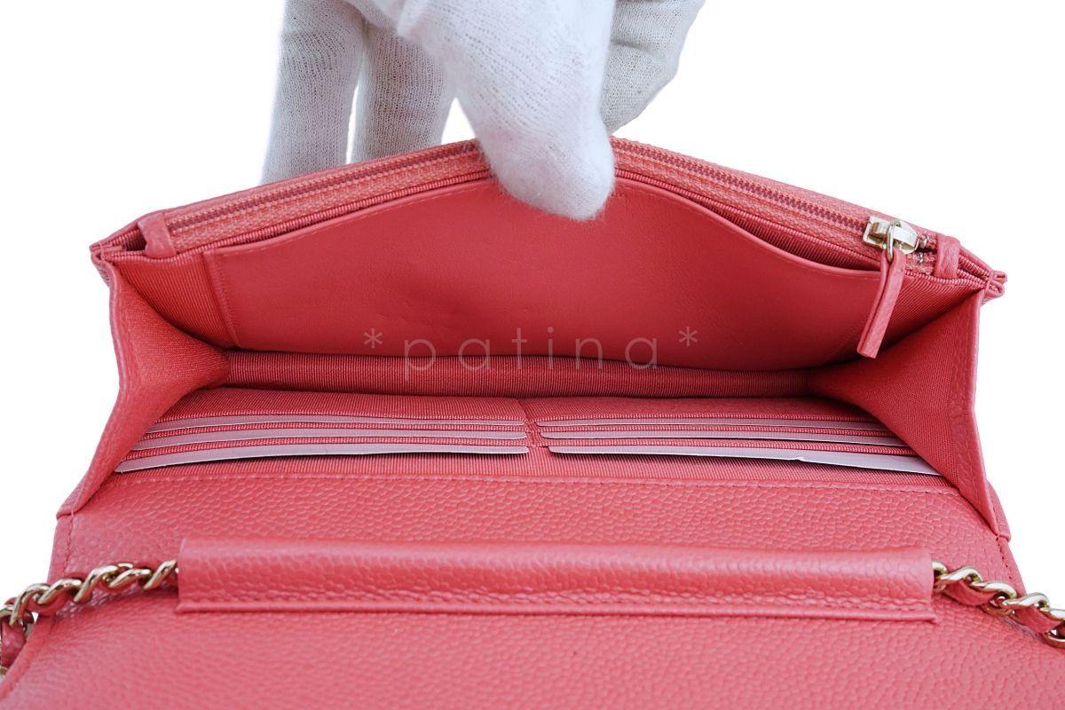 New 18S Chanel Pink Caviar Classic Quilted WOC Wallet on Chain Flap Bag GHW - Image 10