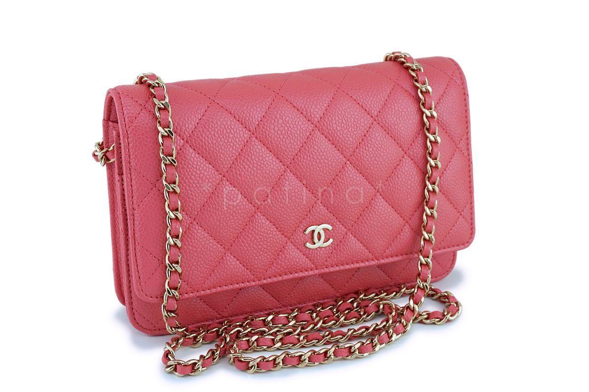 New 18S Chanel Pink Caviar Classic Quilted WOC Wallet on Chain Flap Bag GHW - Image 2