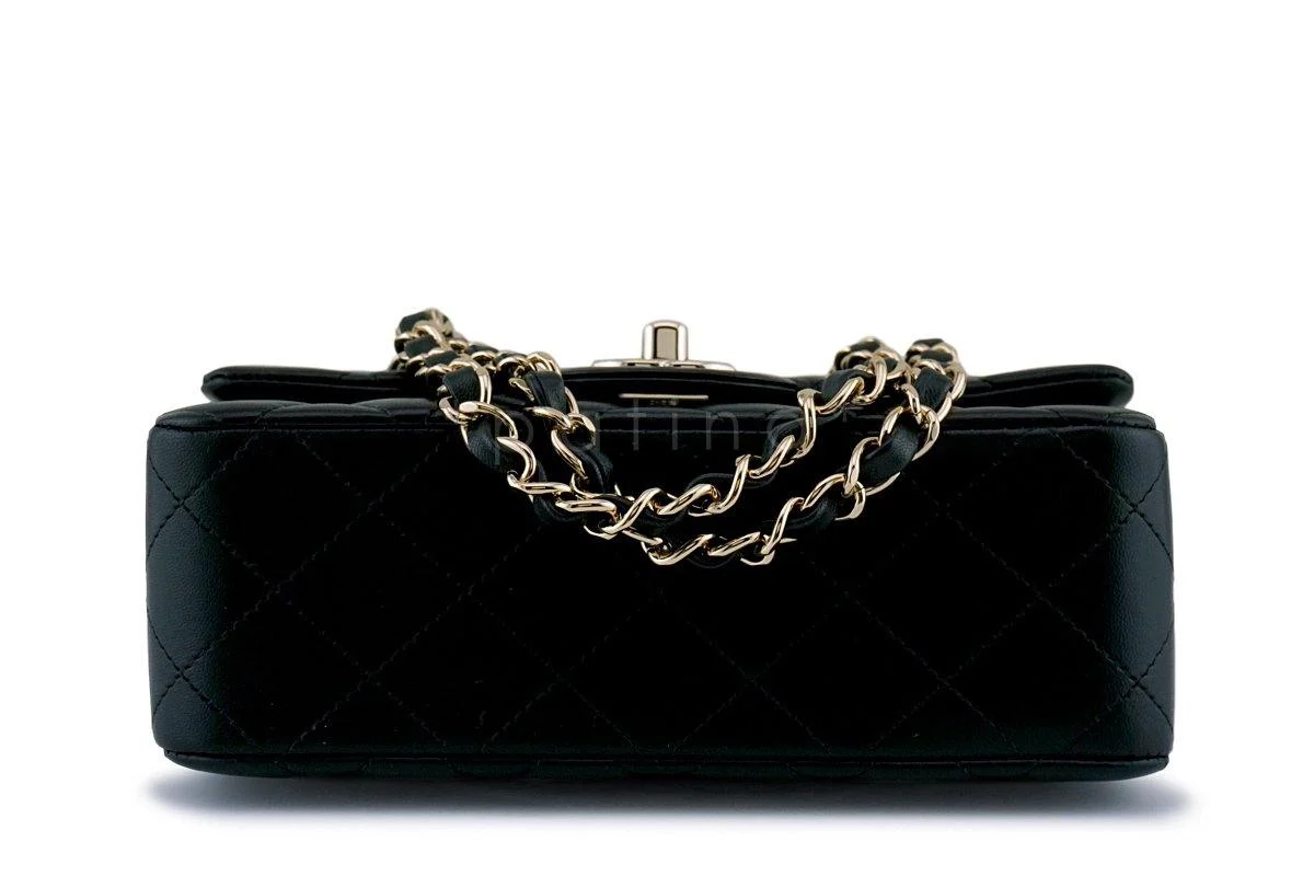 New Chanel 18B Black Lambskin Rectangular Mini Flap Bag GHW - Image 6