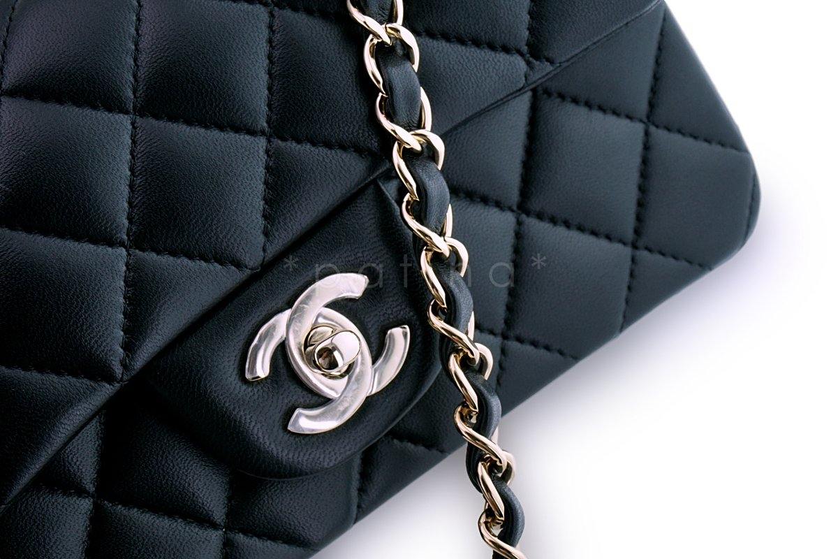 New Chanel 18B Black Lambskin Rectangular Mini Flap Bag GHW - Image 8