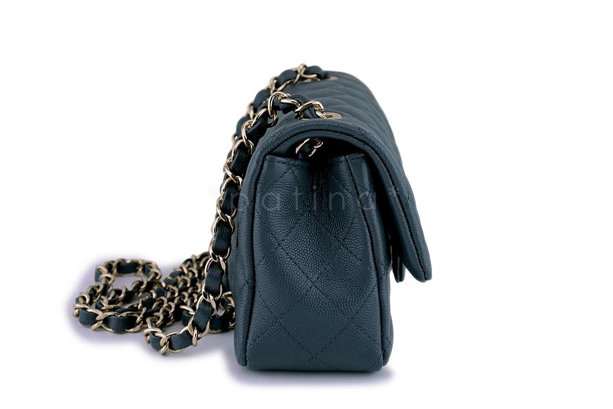 New Chanel 18B Gray Caviar Rectangular Mini Classic Flap Bag GHW - Image 4