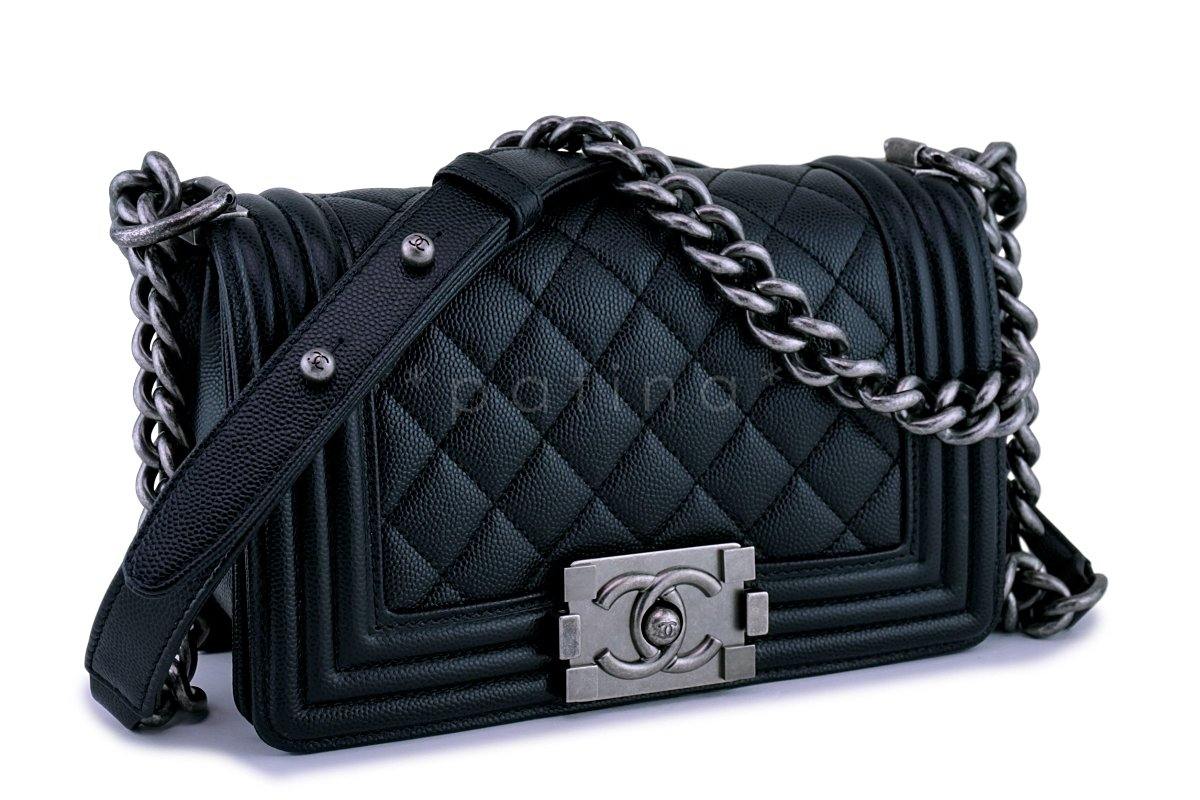 New Chanel Black Caviar Small Boy Classic Flap Bag RHW - Image 2