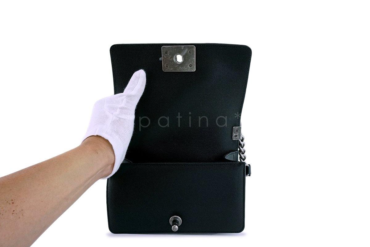 New Chanel Black Caviar Small Boy Classic Flap Bag RHW - Image 9