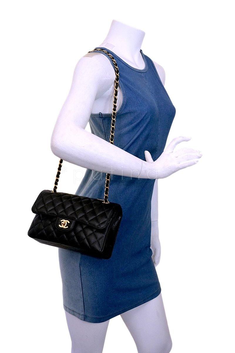 New Chanel Small Caviar Black Classic Double Flap GHW - Image 15