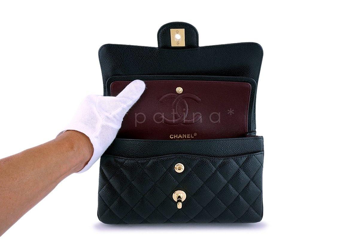 New Chanel Small Caviar Black Classic Double Flap GHW - Image 9