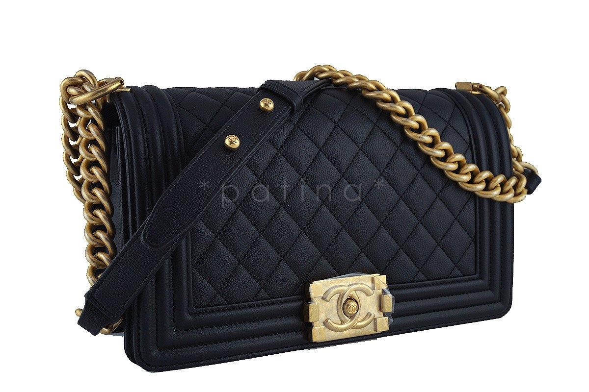 NIB 17A Chanel Black Caviar Boy Classic Flap Medium Bag - Image 2