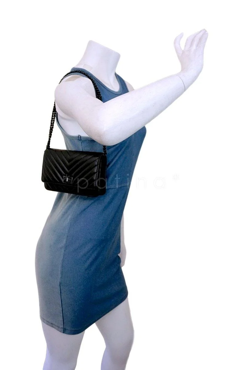 NIB 17K Chanel So Black Calfskin 2.55 Reissue Chevron WOC Wallet on Chain Bag - Image 14