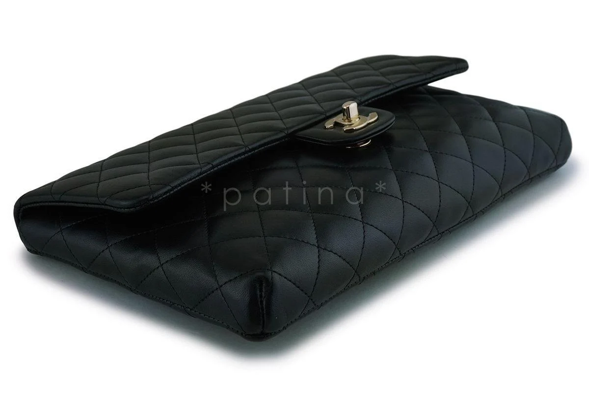 NIB 18B Chanel Black Lambskin Timeless Classic Clutch Bag GHW - Image 6