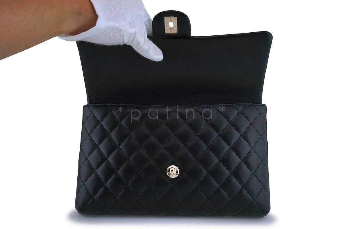 NIB 18B Chanel Black Lambskin Timeless Classic Clutch Bag GHW - Image 8