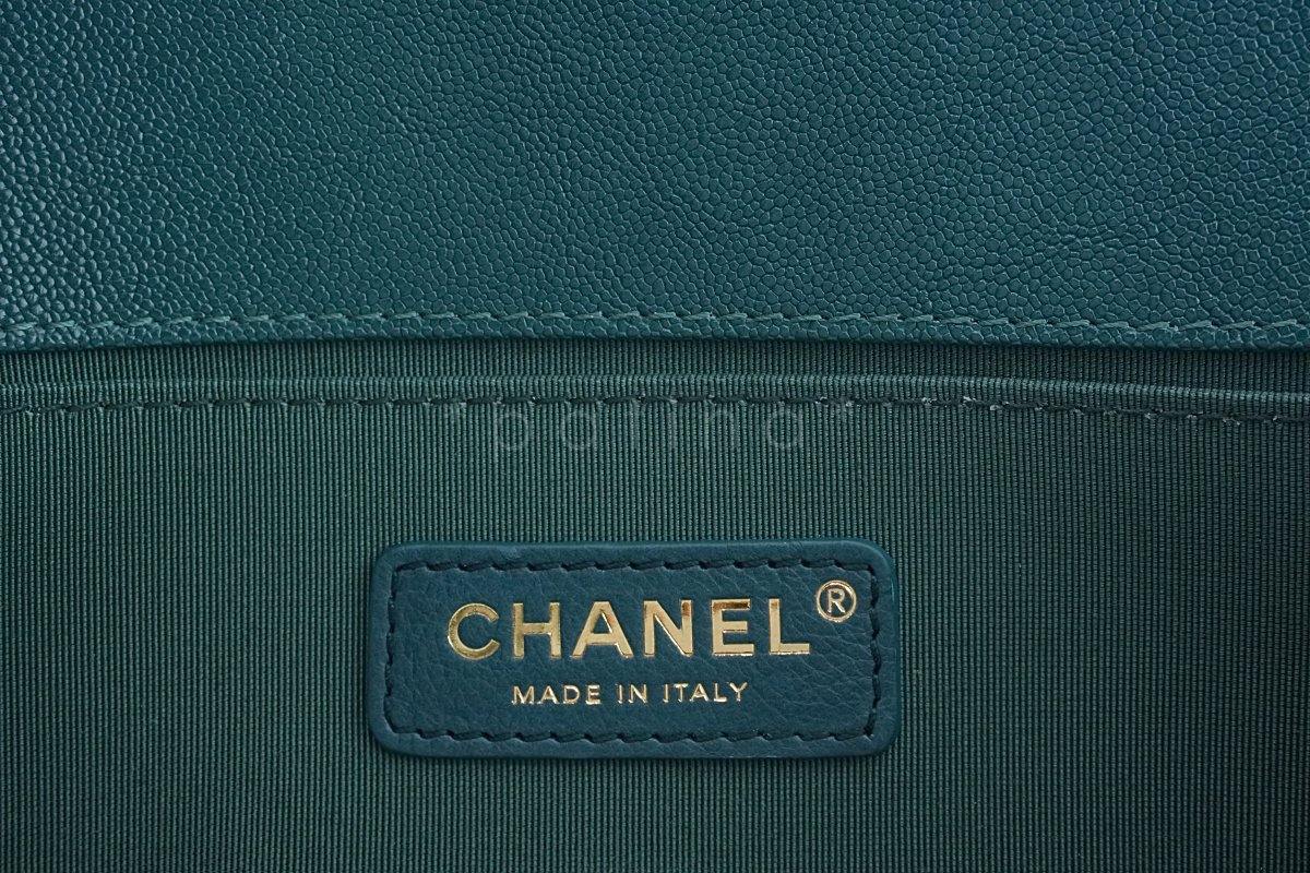 NIB 18B Chanel Dark Turquoise Caviar Medium Boy Flap Bag GHW - Image 12