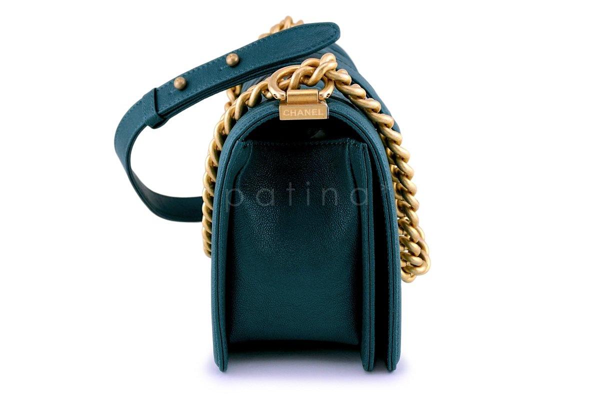 NIB 18B Chanel Dark Turquoise Caviar Medium Boy Flap Bag GHW - Image 4