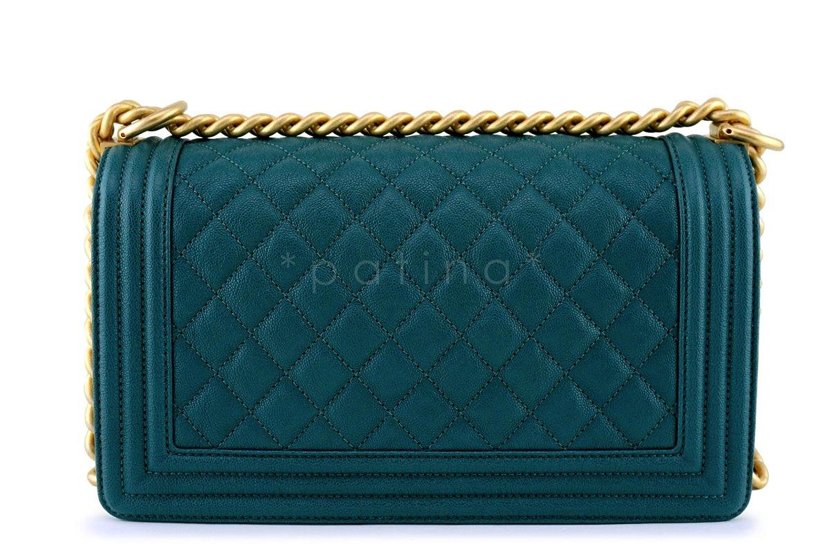 NIB 18B Chanel Dark Turquoise Caviar Medium Boy Flap Bag GHW - Image 5