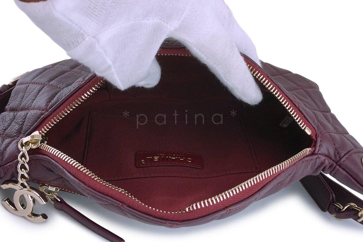 NIB 18K Chanel Plum Burgundy Grained Calf Soft Banane Fanny Pack Waist Bag GHW - Image 7