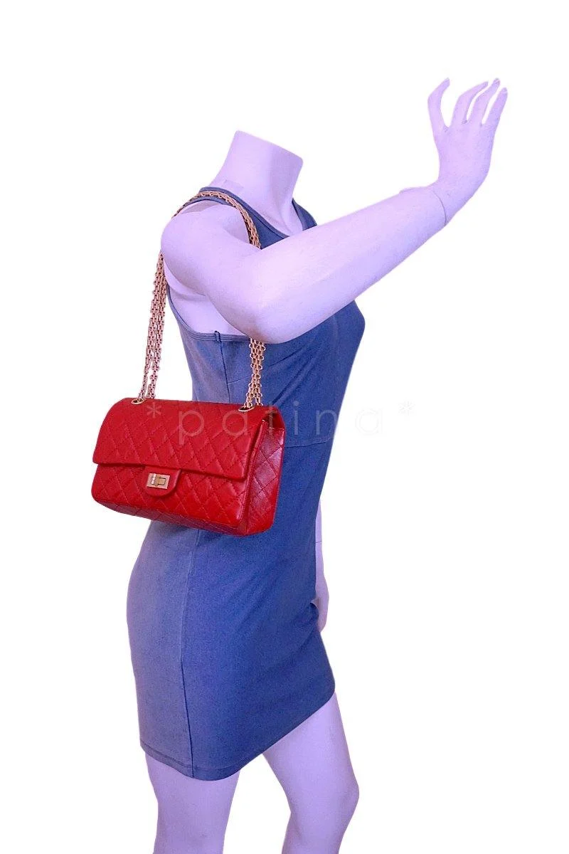NIB 18K Chanel Red 2.55 Medium Small 225 Reissue Classic Double Flap Bag GHW - Image 14