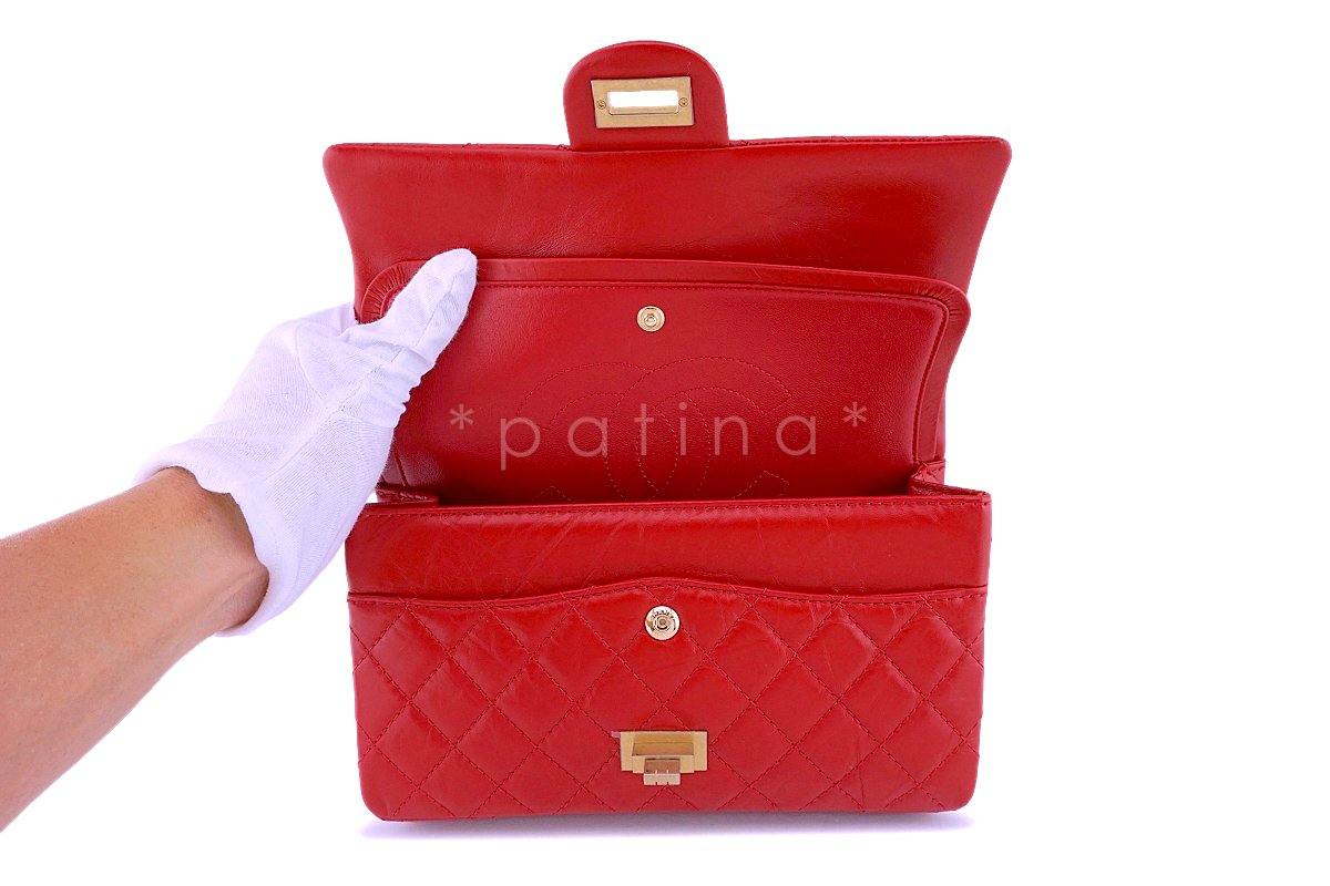 NIB 18K Chanel Red 2.55 Medium Small 225 Reissue Classic Double Flap Bag GHW - Image 9