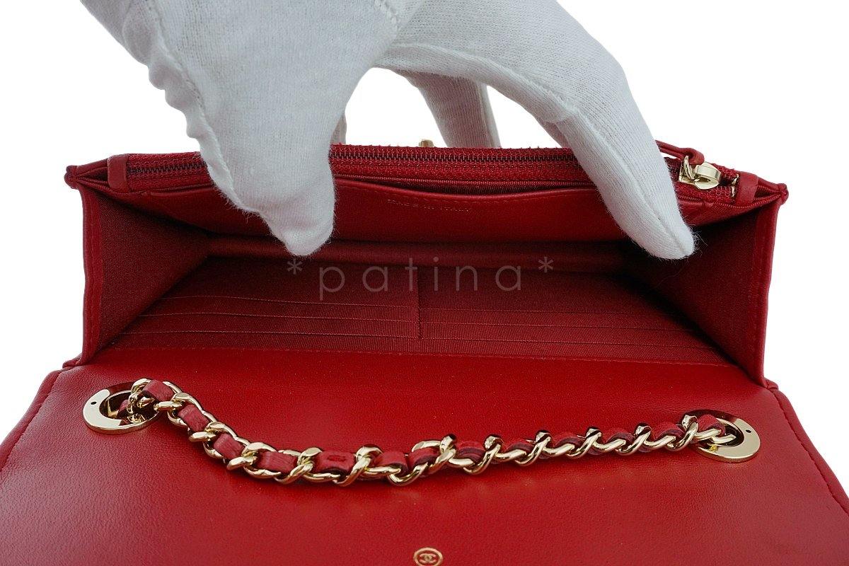 NIB 18K Chanel Red Trendy CC Wallet on Chain WOC Mini Flap Bag GHW - Image 11