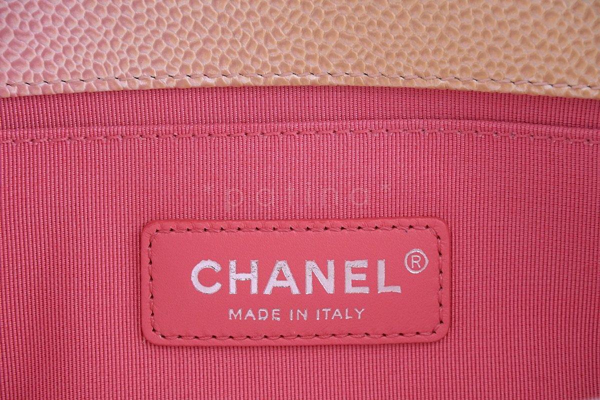 NIB 18P Chanel Pastel Rainbow Pink Caviar Classic Boy Flap Bag - Image 13