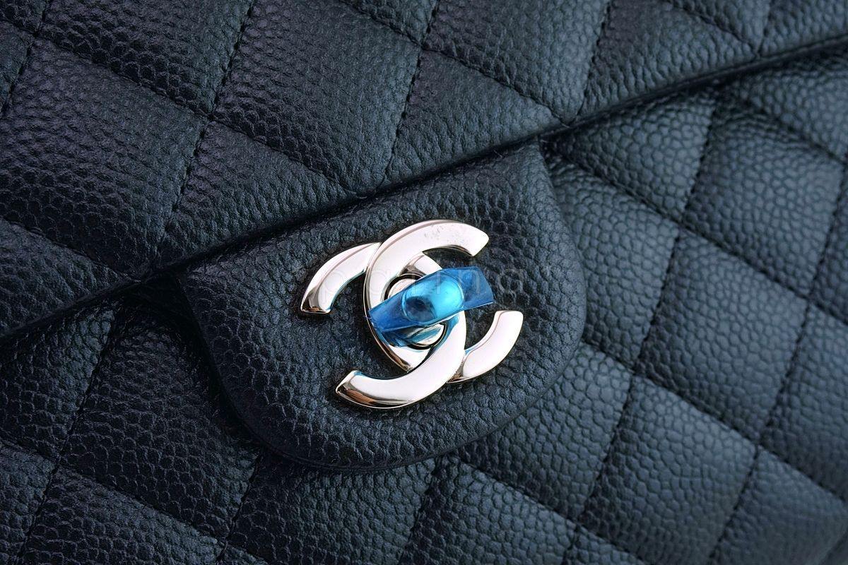 NIB 18S Chanel Iridescent Charcoal Gray Caviar Timeless Classic Clutch Bag GHW - Image 7