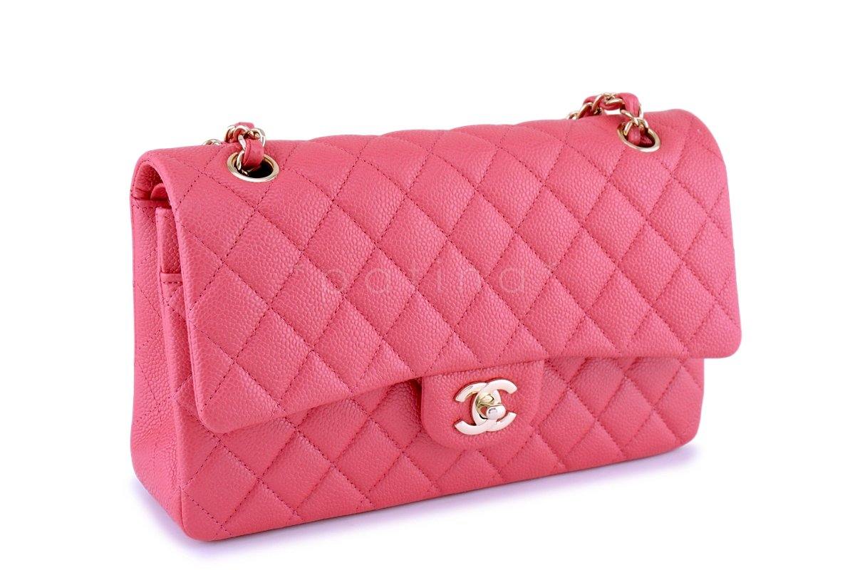 NIB 18S Chanel Pearly Pink Caviar Medium Classic Double Flap Bag - Image 3