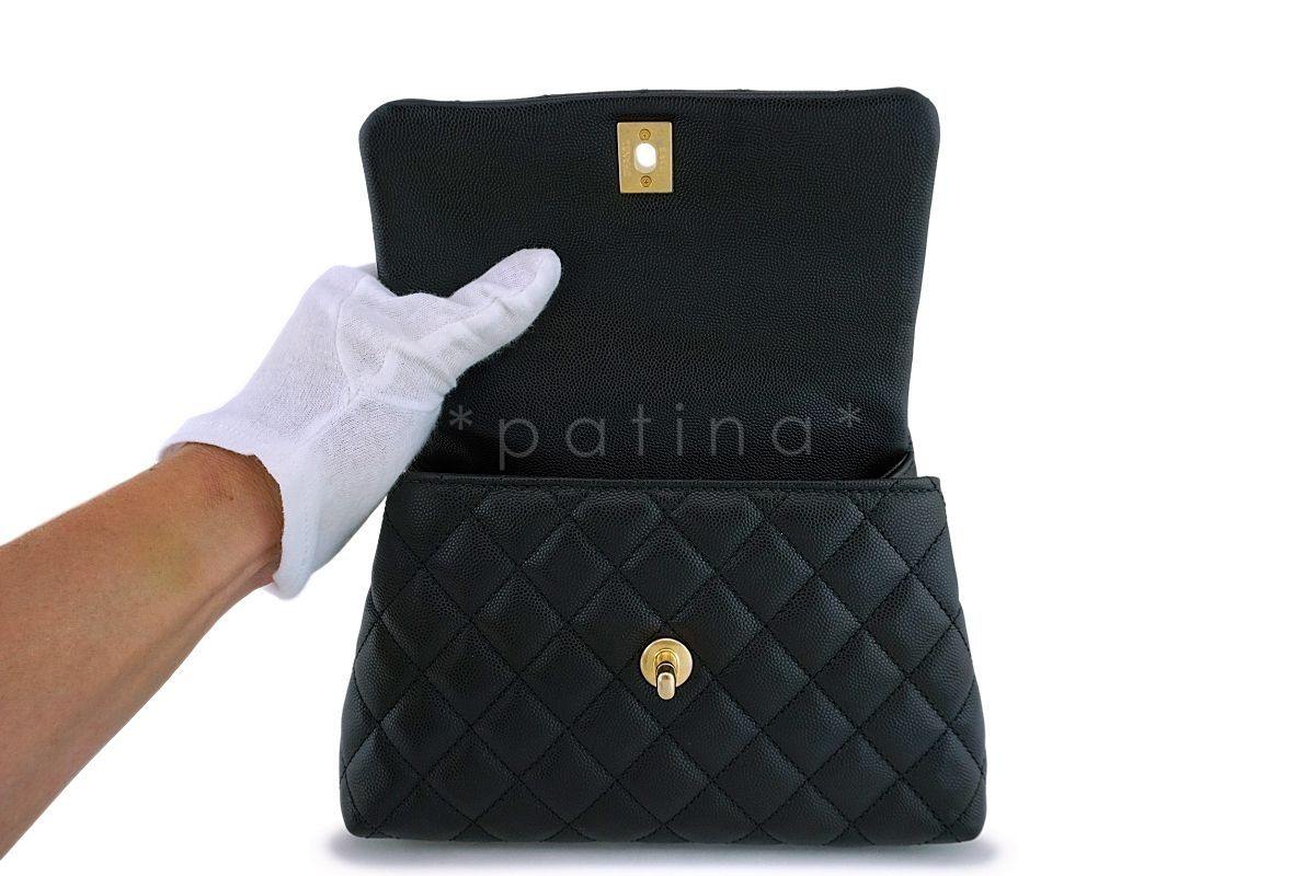 NIB 19A Chanel Black Caviar Coco Handle Mini/Small Flap Bag GHW - Image 10