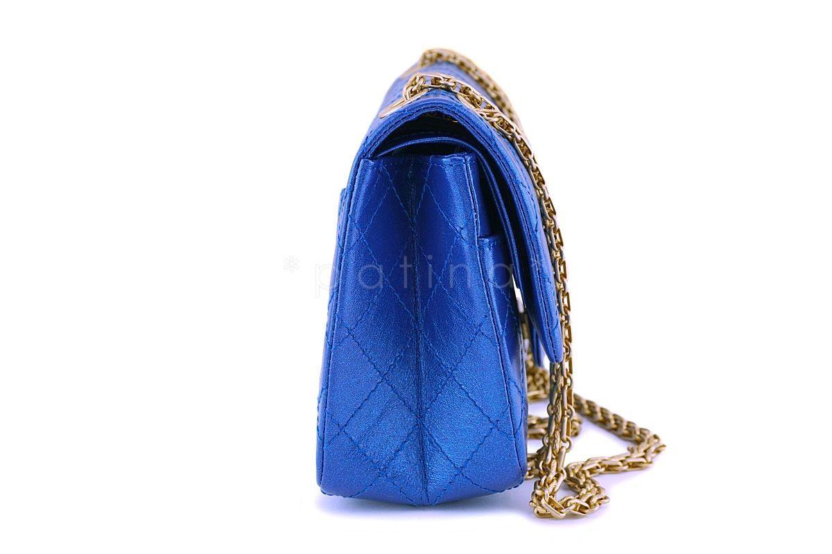 NIB 19A Chanel Iridescent Royal Electric Blue 2.55 225 Small Reissue Flap Bag - Image 3