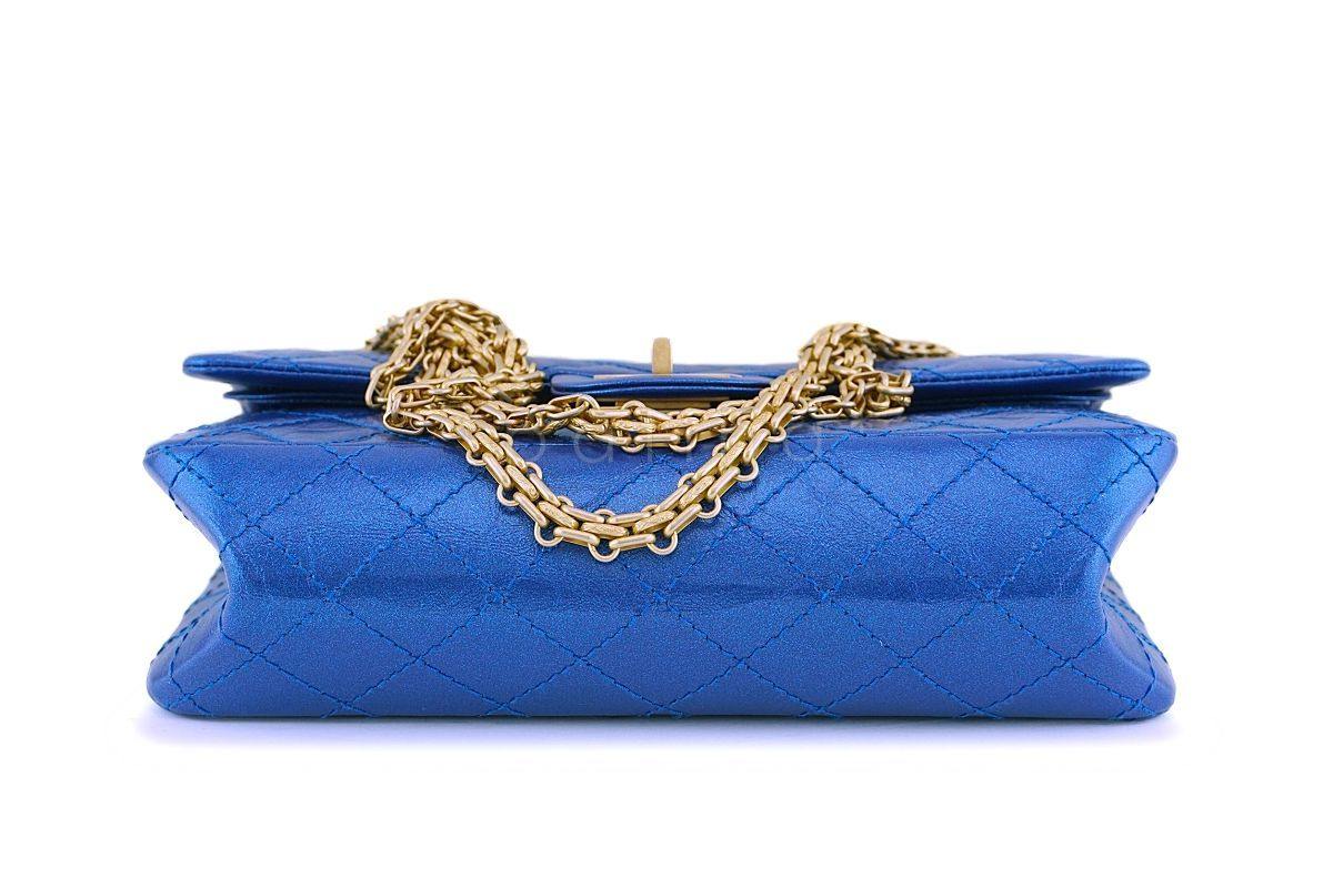 NIB 19A Chanel Iridescent Royal Electric Blue 2.55 225 Small Reissue Flap Bag - Image 5