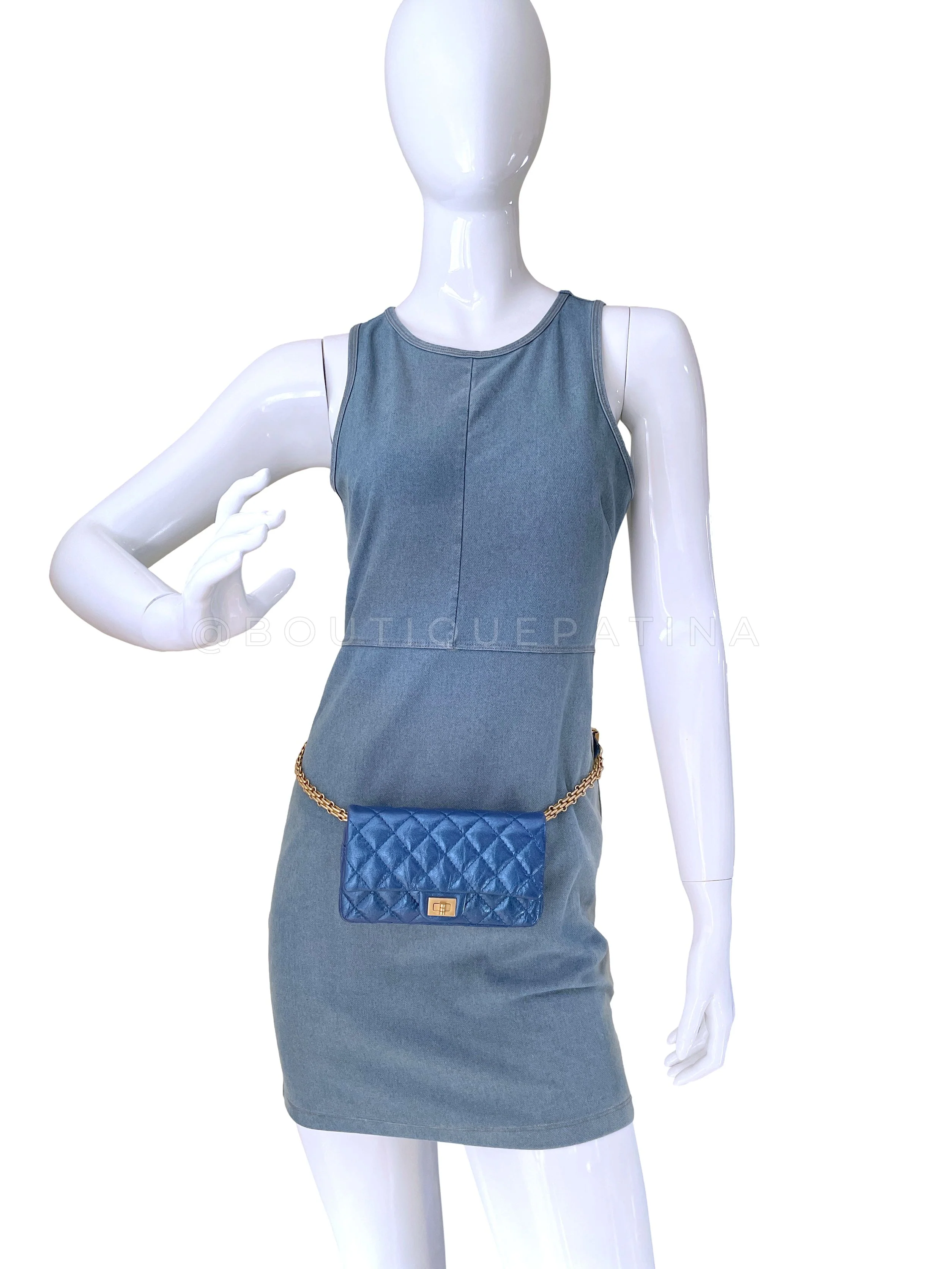 Chanel Fanny Pack 19A Reissue Waist Bag Iridescent Sapphire Blue NIB - Image 14