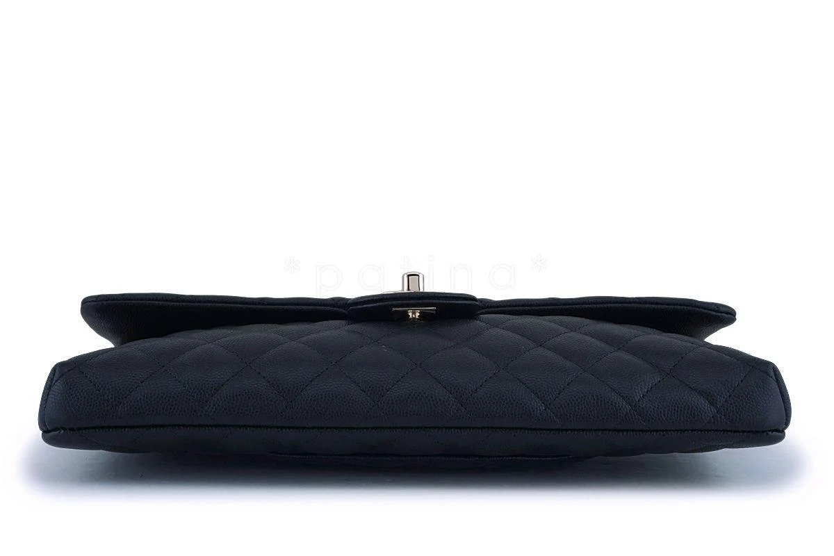 NIB 19B Chanel Black Caviar Timeless Classic Flap Clutch Bag GHW - Image 9
