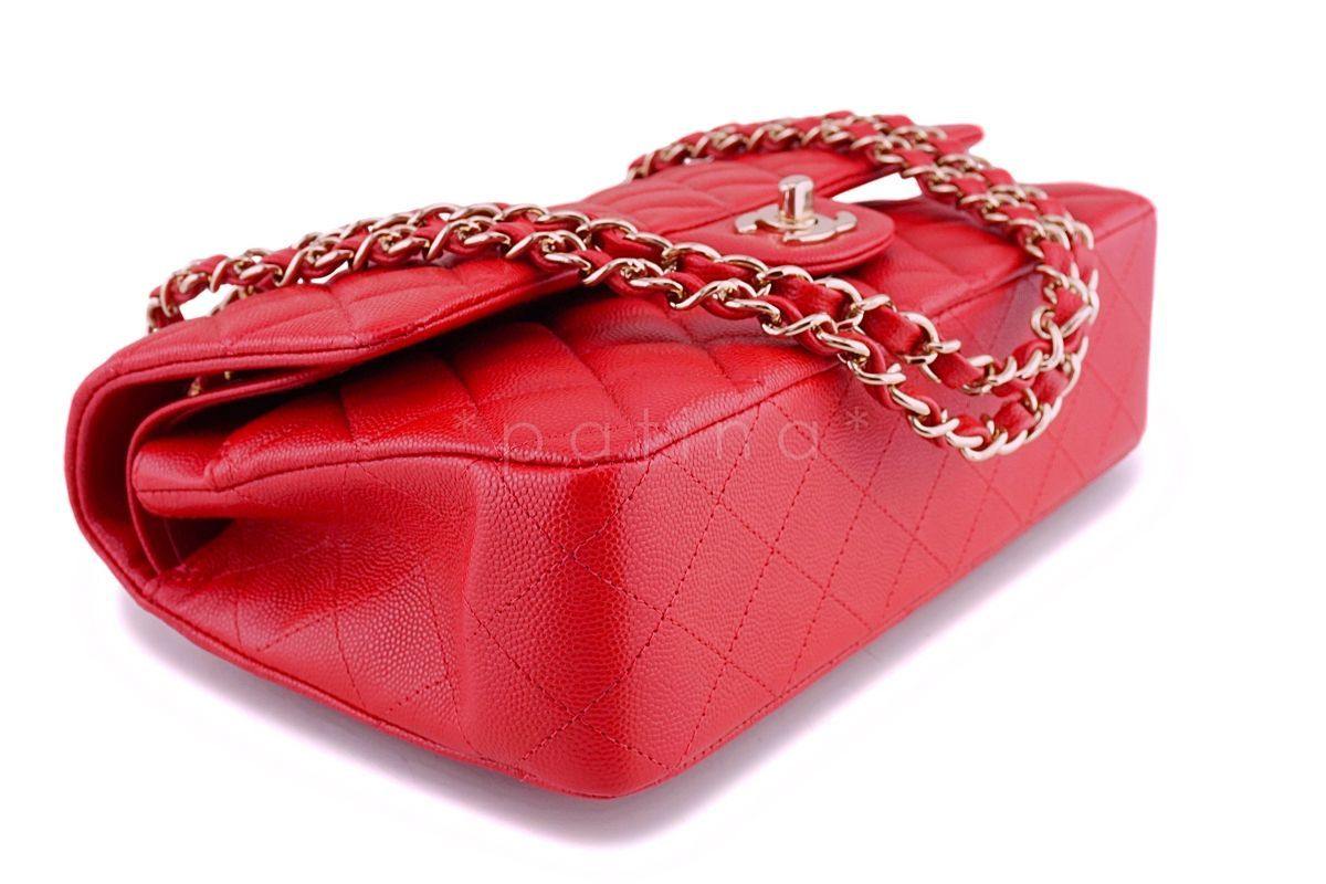 NIB 19B Chanel Red Caviar Medium Classic Double Flap Bag GHW - Image 7