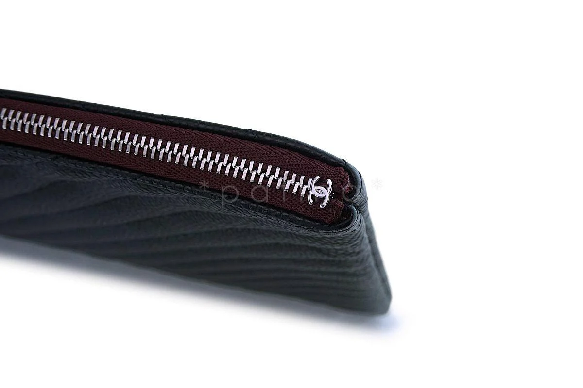 NIB 19C Chanel Black Caviar Chevron Classic Large O Case Clutch Bag - Image 3