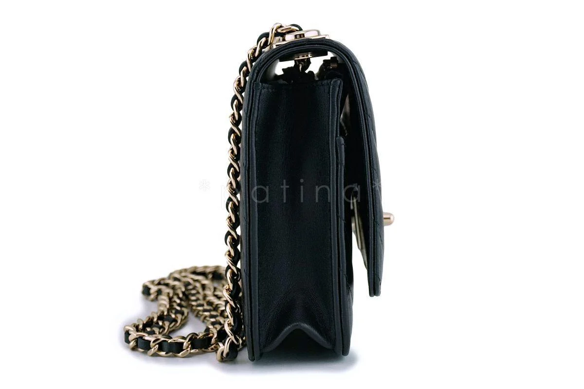 NIB 19C Chanel Black Chevron Classic Trendy CC Wallet on Chain WOC GHW - Image 4