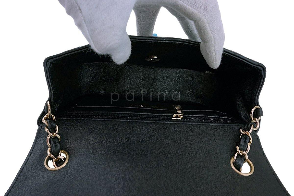NIB 19C Chanel Black Lambskin Chevron Rectangular Classic Mini Flap Bag GHW - Image 10