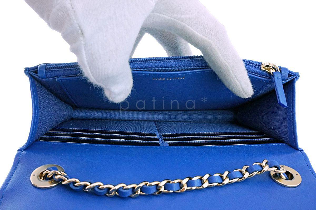 NIB 19C Chanel Blue Chevron Trendy CC WOC Wallet on Chain Flap Bag GHW - Image 11