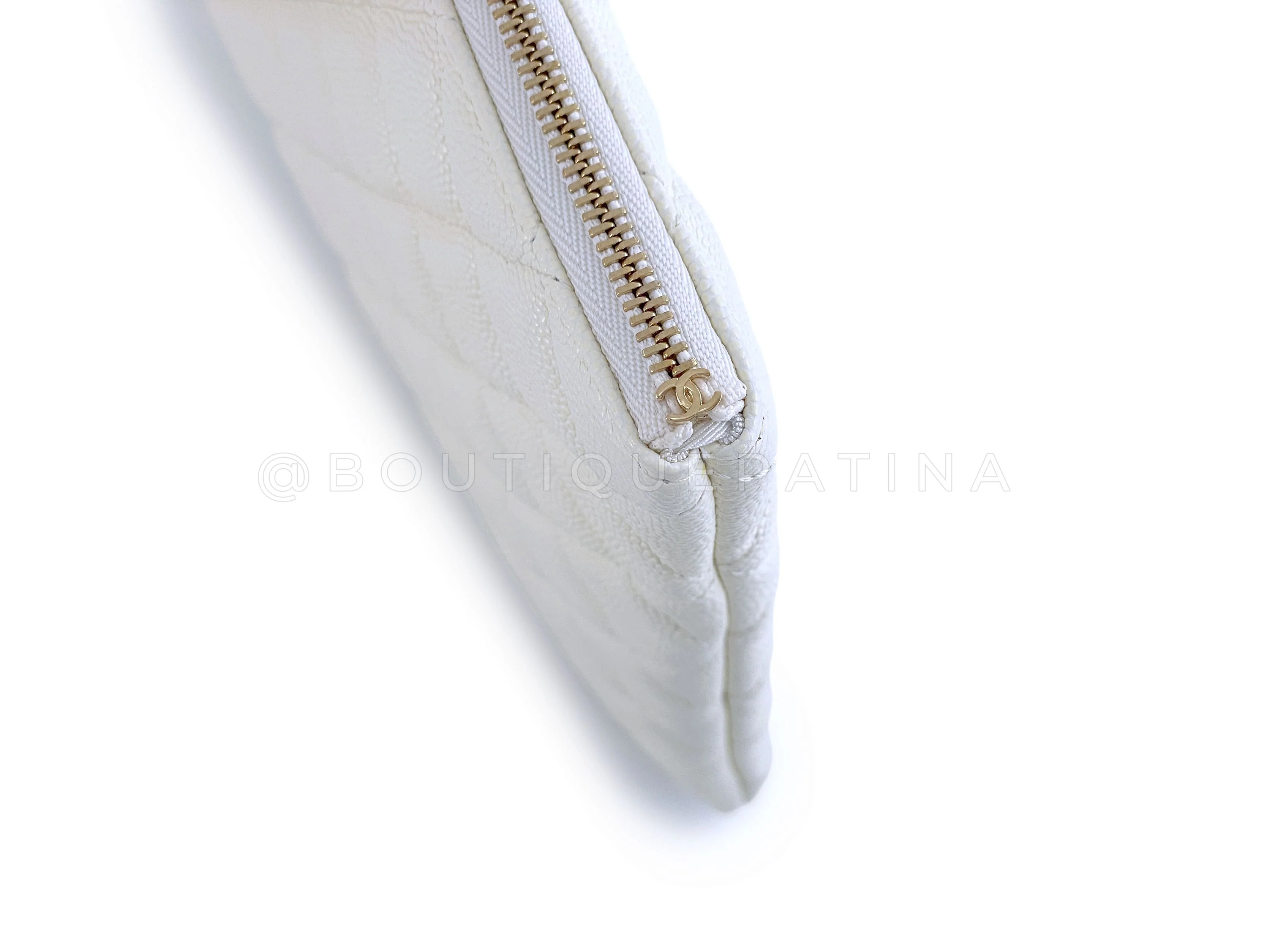 NIB 19C Chanel Creamy White Caviar Large Quilted O Case Clutch Bag GHW - Image 3