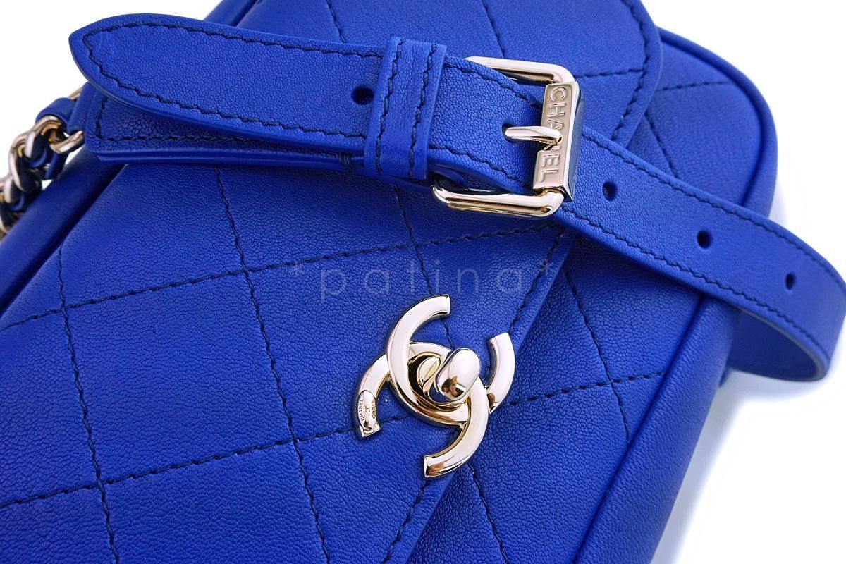 NIB 19C Chanel Electric Royal Blue Fanny Pack Waist Bum Belt Bag GHW - Image 7