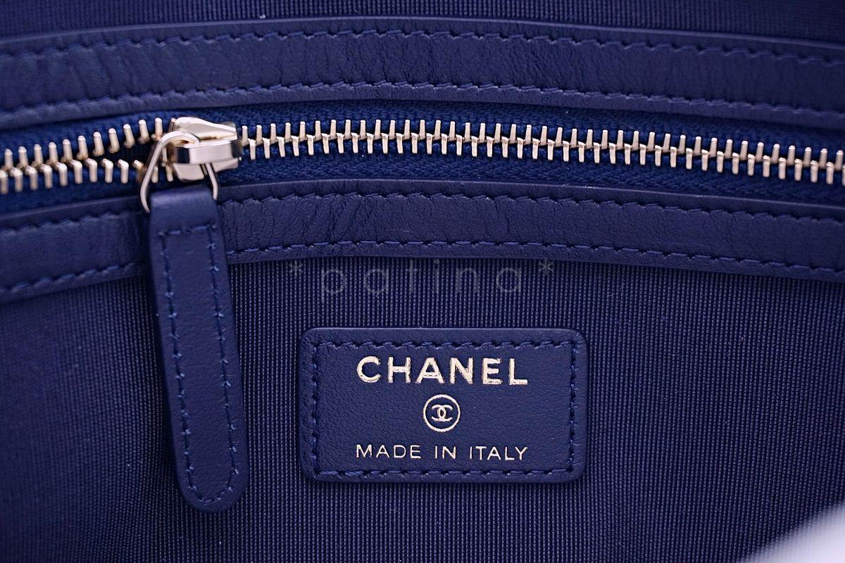 NIB 19C Chanel Indigo Blue Caviar Quilted Boy O Case Clutch Pouch Bag - Image 5