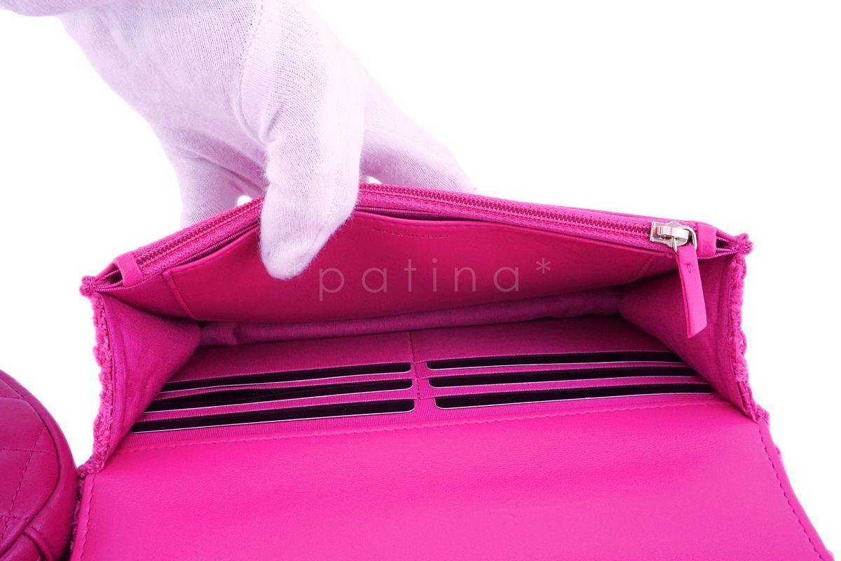 NIB 19K Chanel 19 Fuchsia Pink Tweed Wallet on Chain WOC Flap Bag - Image 9