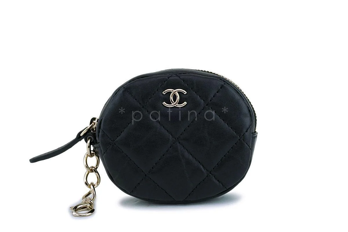 NIB 19K Chanel Black Aged Calfskin Pocket Fanny Pack Waist Bag Coin Purse - Image 11