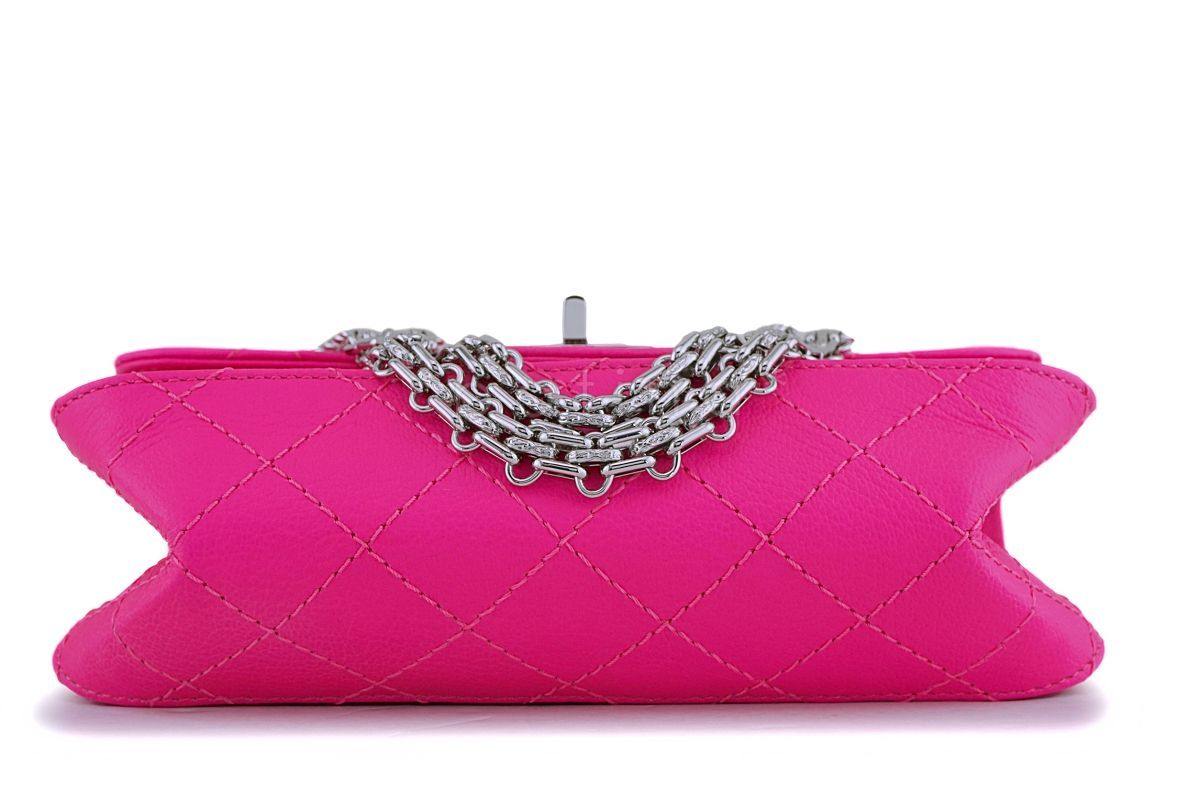 NIB 19K Chanel Fuchsia Neon Pink Goatskin 2.55 Reissue Mini Flap Bag SHW 5SM - Image 6