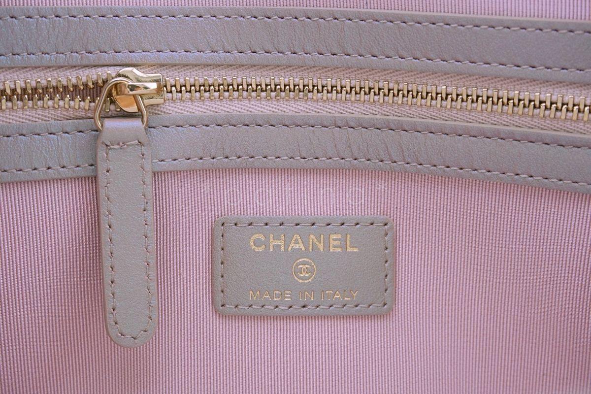 NIB 19S Chanel Iridescent Beige Pearly CC Caviar Medium O Case Clutch Bag - Image 7