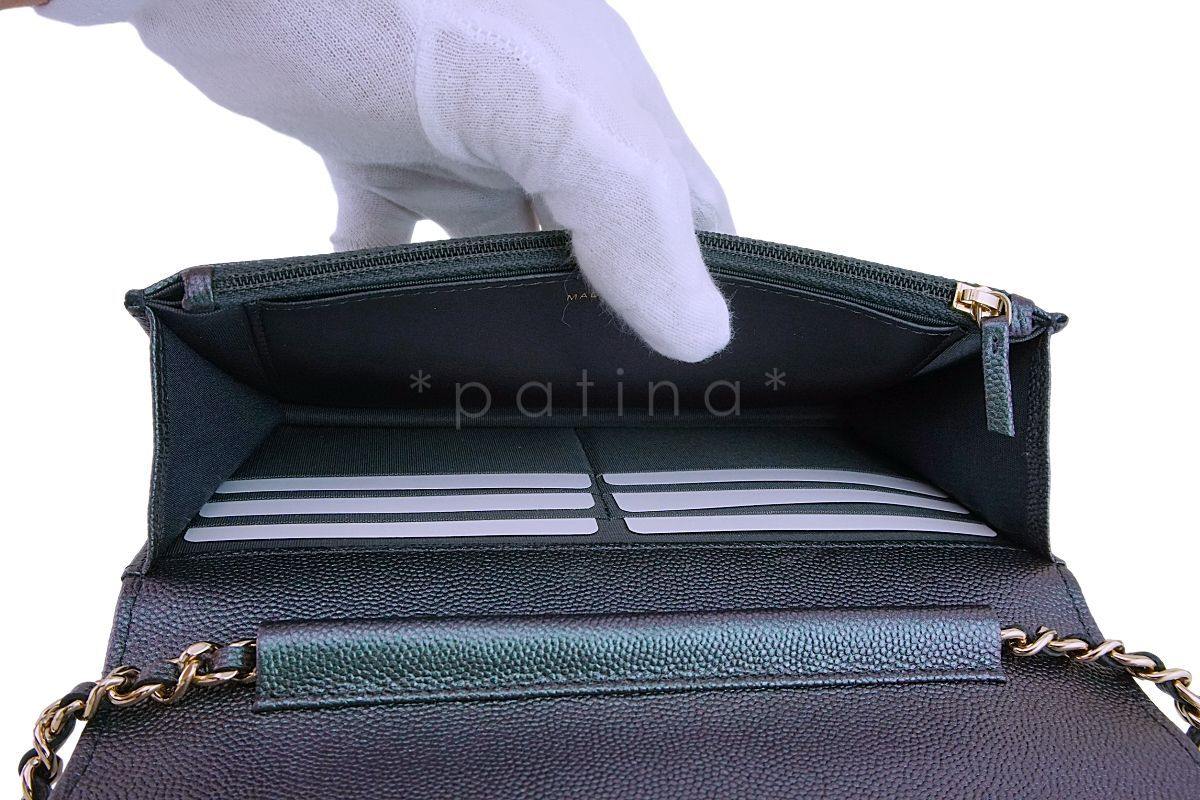 NIB 19S Chanel Iridescent Black Pearly CC Wallet on Chain WOC Flap Bag - Image 10