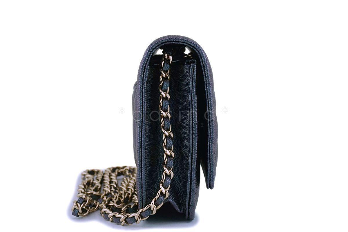 NIB 19S Chanel Iridescent Black Pearly CC Wallet on Chain WOC Flap Bag - Image 4