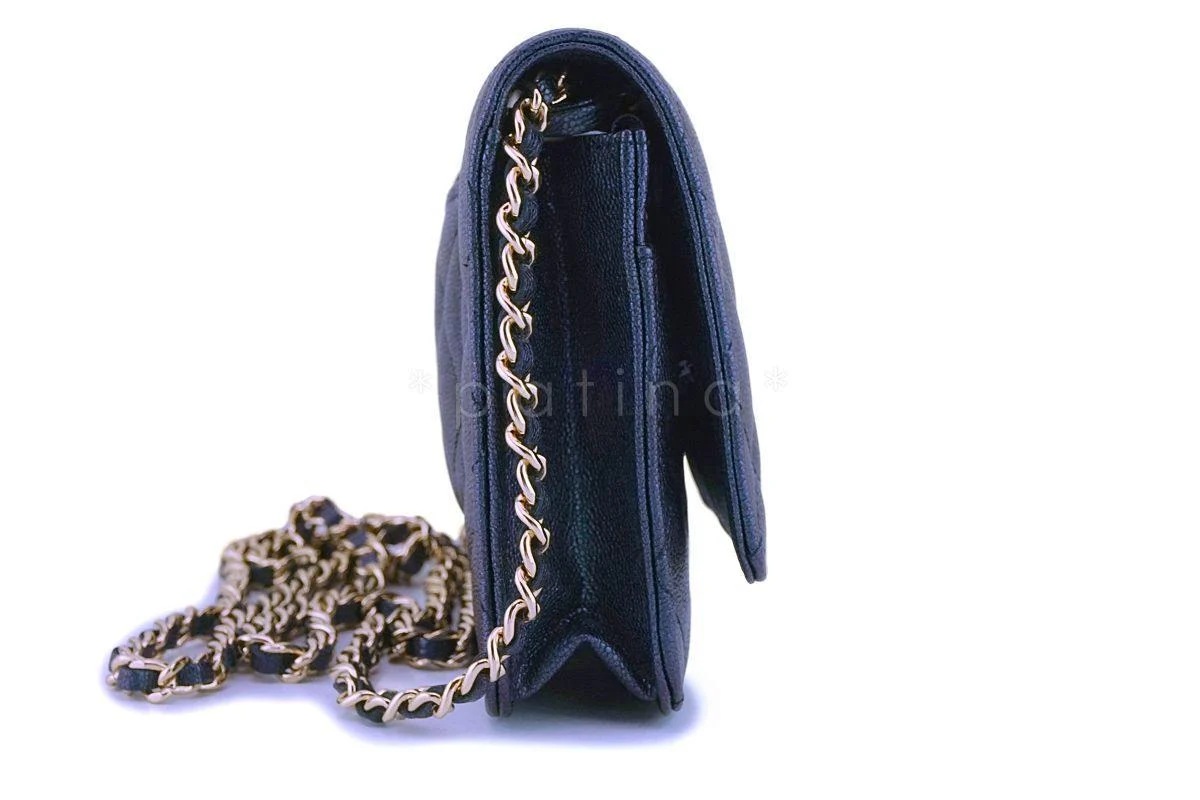 NIB 19S Chanel Iridescent Black-Purple Caviar Classic Wallet on Chain WOC GHW - Image 4