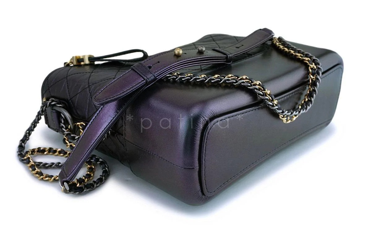 NIB 19S Chanel Iridescent Black Purple Medium Gabrielle Hobo Bag - Image 7
