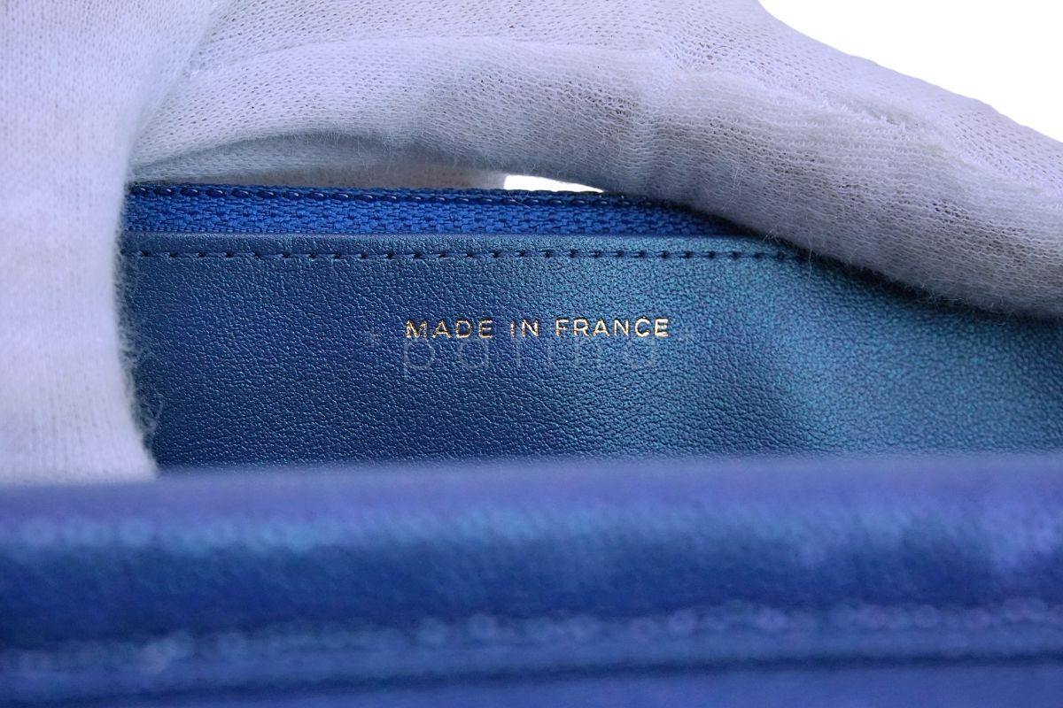 NIB 19S Chanel Iridescent Blue Caviar Classic Wallet on Chain WOC GHW - Image 11