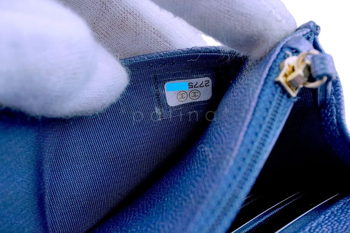NIB 19S Chanel Iridescent Blue Pearly CC Wallet on Chain WOC Flap Bag - Image 12