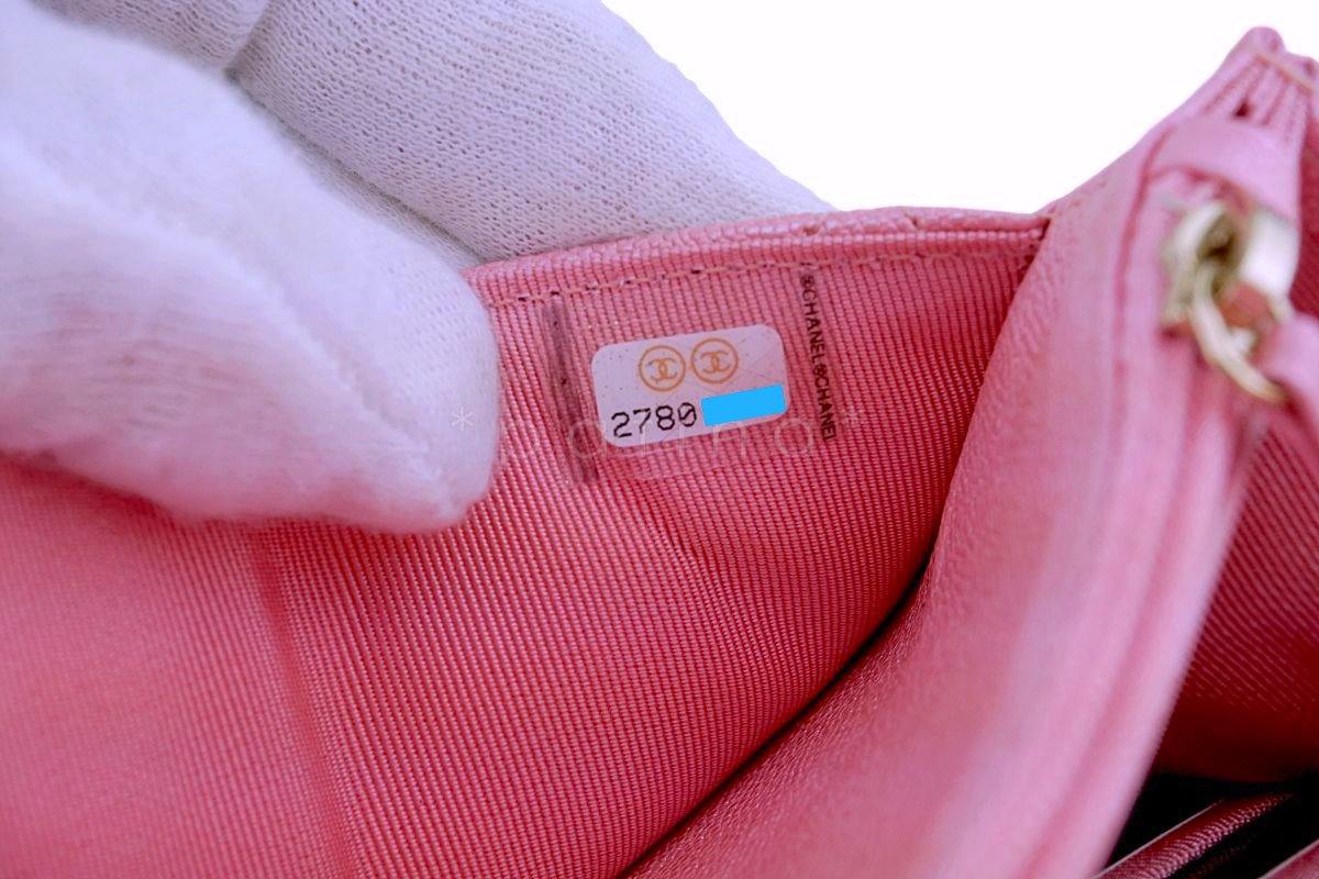 NIB 19S Chanel Iridescent Pearly Pink Caviar Wallet on Chain WOC Flap Bag - Image 12