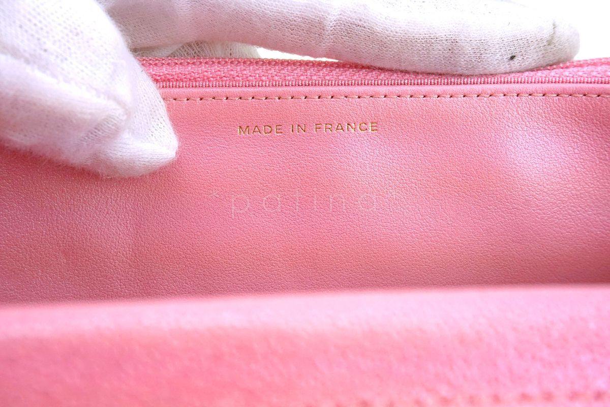 NIB 19S Chanel Iridescent Pearly Pink Classic Wallet on Chain WOC Flap Bag GHW - Image 11