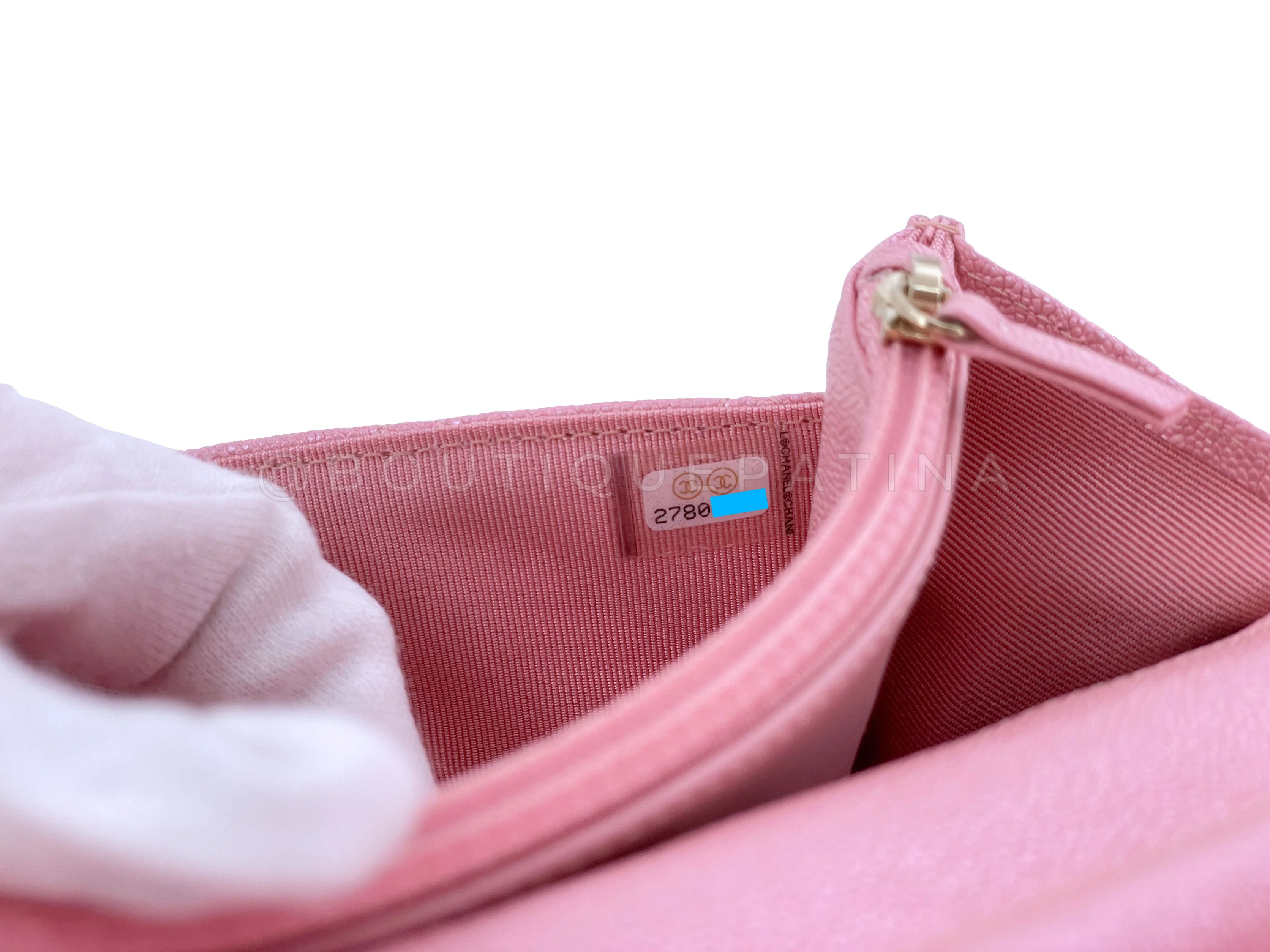 NIB 19S Chanel Iridescent Pink Caviar Classic Wallet on Chain WOC Bag GHW - Image 12