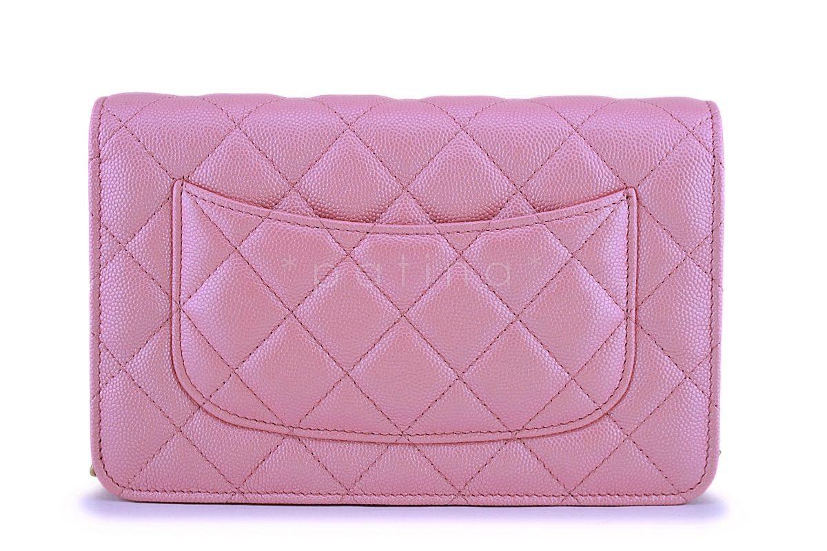 NIB 19S Chanel Iridescent Pink Pearly CC Wallet on Chain WOC Flap Bag - Image 5